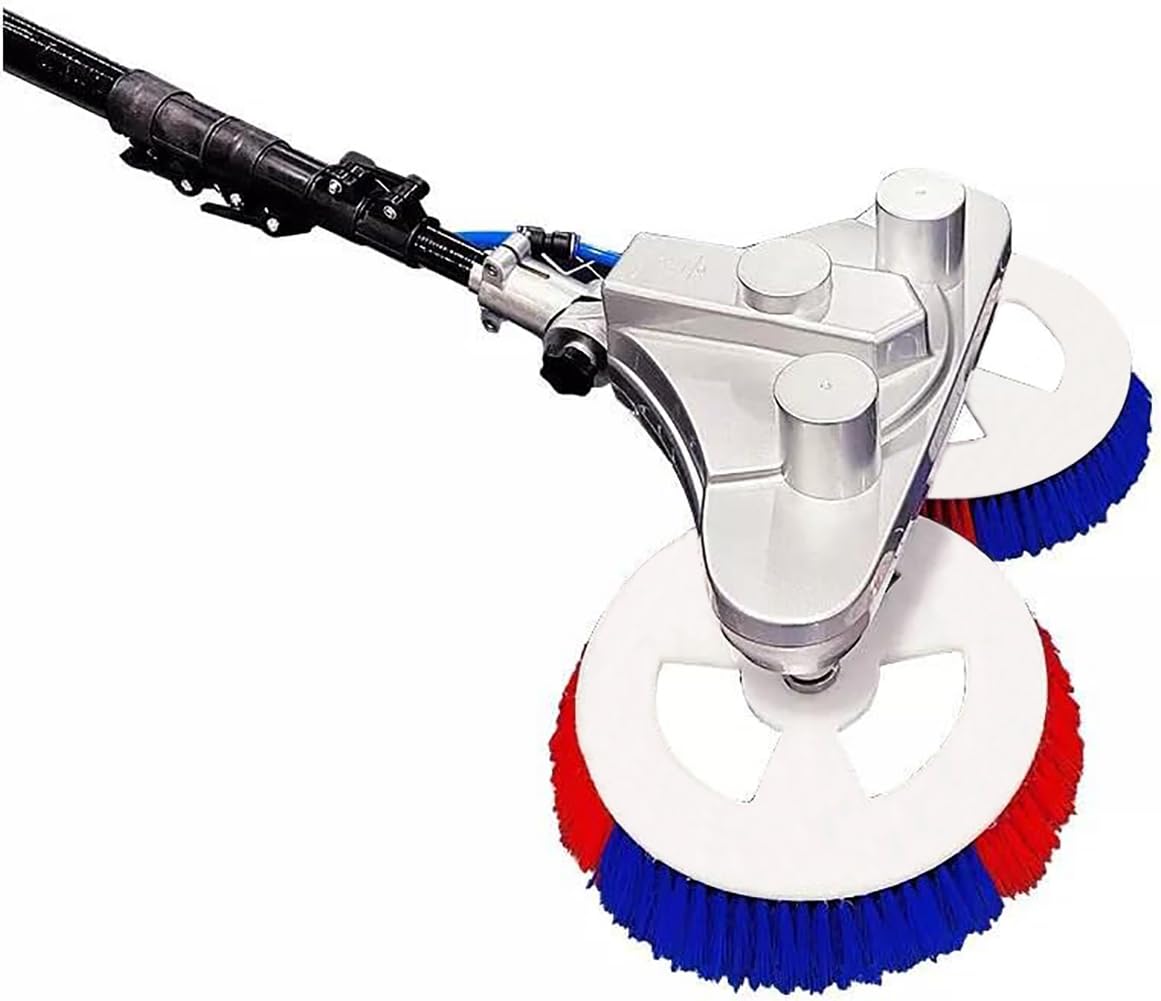 Solar Panel Cleaner – Dual Rotating Disc Brush with 11ft Carbon Fiber Pole, AC Powered Cleaning Equipment for Home PV Systems
