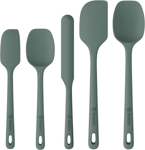 ChefAide Silicone Spatula Set - 5 Pieces, Ergonomic Grip, Heat Resistant Up to 600°F for Nonstick Cookware
