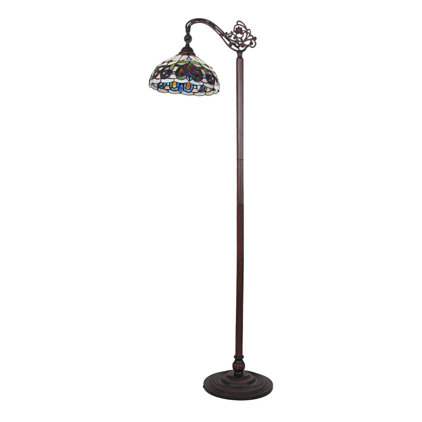 Chloe Lighting Tiffany-Style Floor Lamp, 1 Light, Dark Bronze, 11in Wide, Multicolor, Model CH3T353BV11-RF1