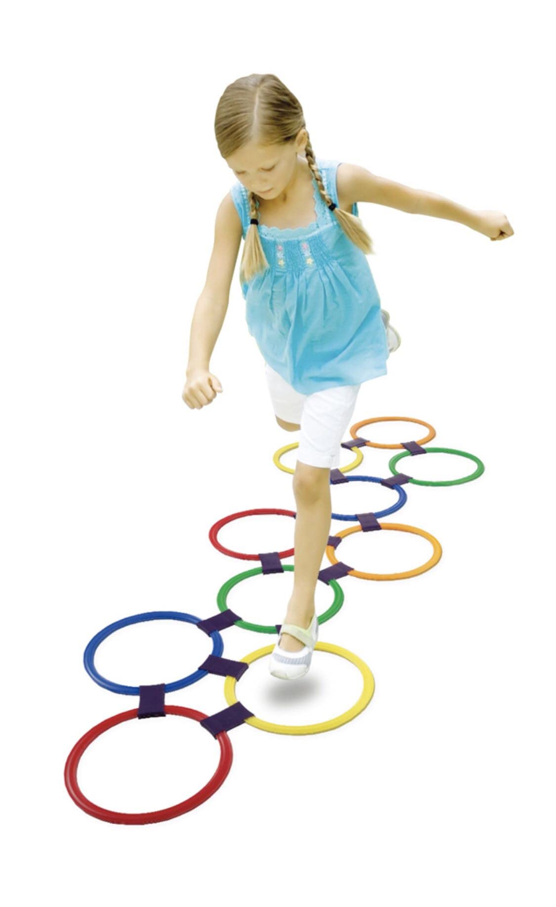 GOODLYSPORTS 2-In-1Hopscotch & Bean Bag Toss,Combine Hopscotch Rings with Bean Bag Toss Game, Bean Bag Toss Game for Kids,Hopscotch Outdoor Game,Agility Rings,Fun Playground Toys for Boys and Girls