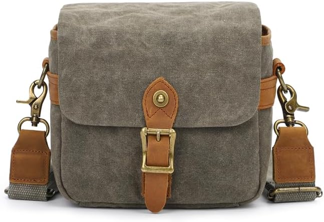Vintage Canvas DSLR/SLR Camera Bag - Thick Protective Case for Camera and Lens - Water Resistant - Sling Shoulder Bag