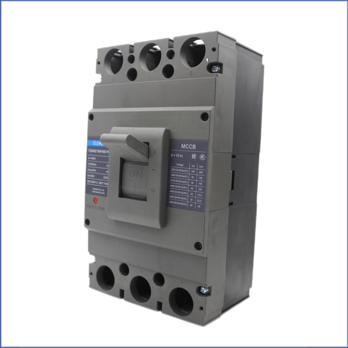 ELEMRO MCCB Molded Case Circuit Breaker, 230V-550V AC, 80A-630A, 36KA Breaking Capacity, 3-Pole, Thermal Magnetic Release (400A)