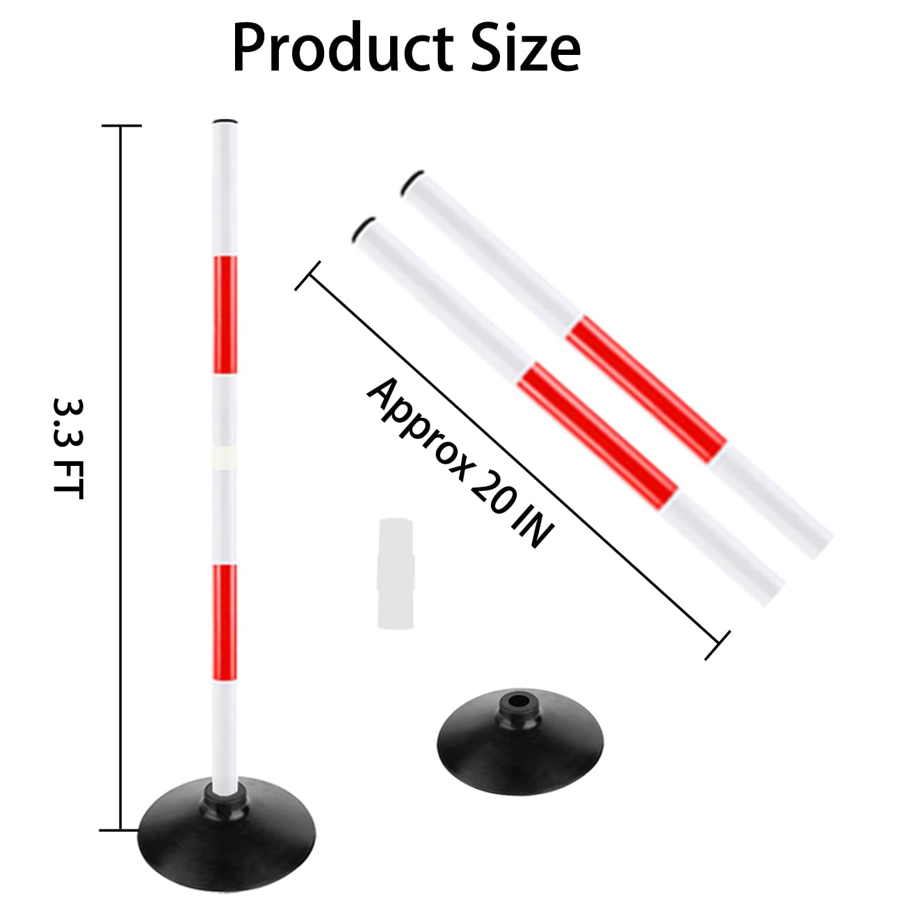 ASENVER Red-White Soccer Agility Pole Set Rubber Base Dribbling Stick Multifunctional Training Pole Traffic Warning Sign Pole (3.3 FT, Pack of 6)