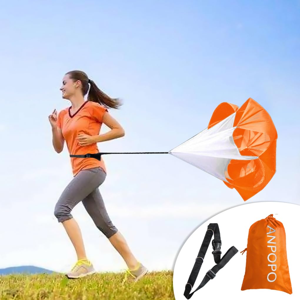 ANPOPO Bfsmile Running Speed Training 56" Parachute with Adjustable Strap, Free Carry Bag. Speed Chute Resistance Running Parachute for Kids Youth and Adults (Orange)