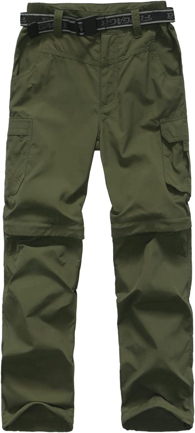 Boy’s Convertible Hiking Pants Lightweight Quick Dry Zip Off Pants for Kids Youth Outdoor UPF 50+ Casual Cargo Trousers