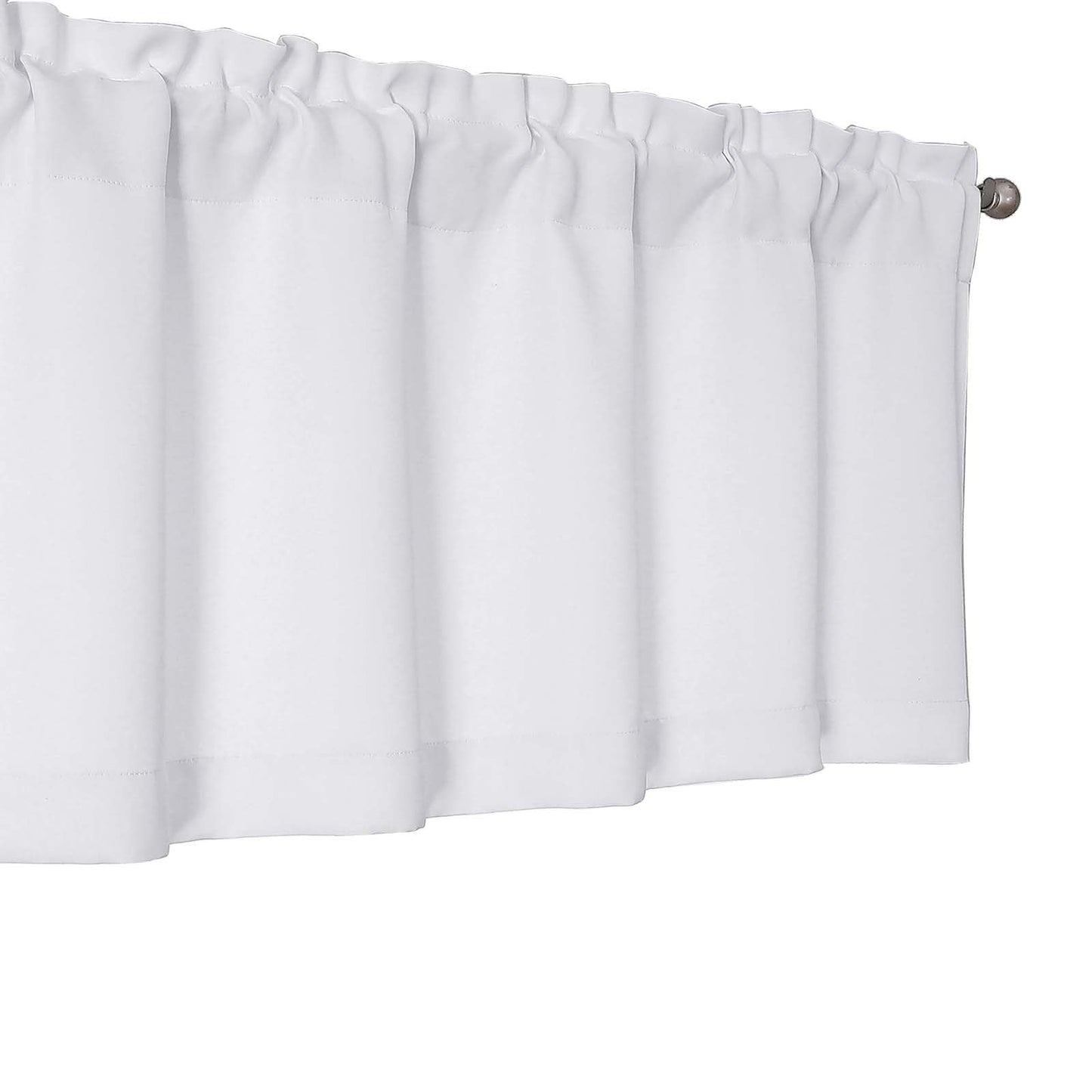 WelvetBLK White Valances for Windows 1 Piece, Soft Solid Thermal Insulated Decorative Small Kitchen Window Curtains for Bathroom Basement Cafe, White, 60" Wx14 L