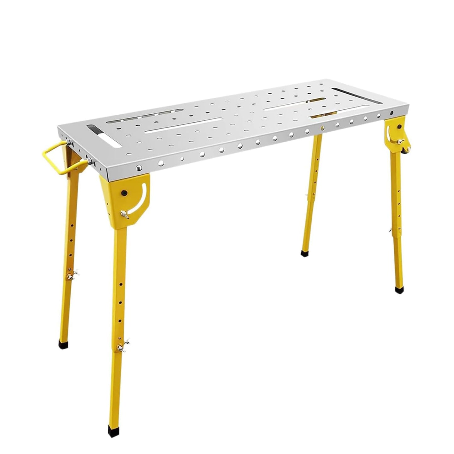 Welding Table 46x18 Inch - Welding Workbench Table 1000Lbs Load Capacity Steel on Wheels, Work Bench Adjustable Height with Folding Legs & 3 Tilt Angles, Three 1.1" Slot (46x18 in 1000lbs)
