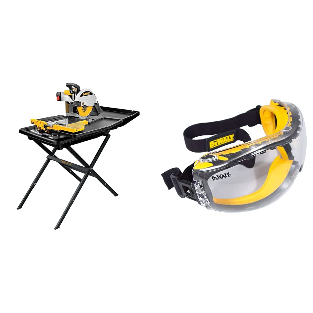 DEWALT Wet Tile Saw with Stand, 10-Inch with w/Safety Goggle (D24000S & DPG82-11C)