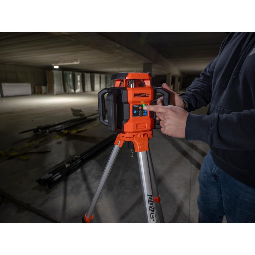 Johnson Level & Tool JRT300-RDHV-K Self-Leveling Red Dual Slope Rotary Laser Kit, 4,000FT Range, Hard-shell Carry Case, Lithium Ion Batteries, Magnetic Target, Laser Detector, Remote Control