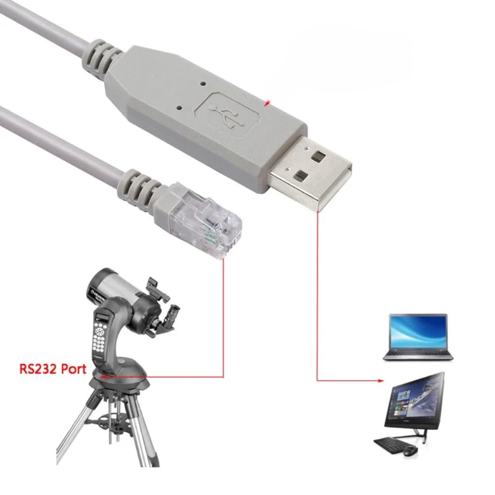 RS232 RJ9 4P4C PL2303GT Chipset Control(Grey,6FT) Hand Control USB Serial to Update Firmware Cable with Prolific