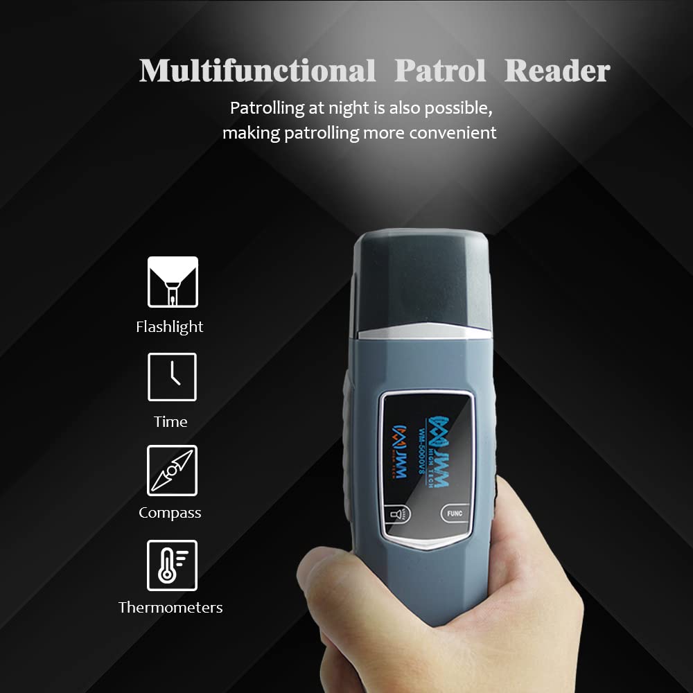 JWM RFID Guard Tour System with Downloader, Industrial-Grade Security Patrol Wand with Flashlight, Long Range Reading 30m, Free Cloud & Standalone Software for Hospital, School, Telecom Patrol