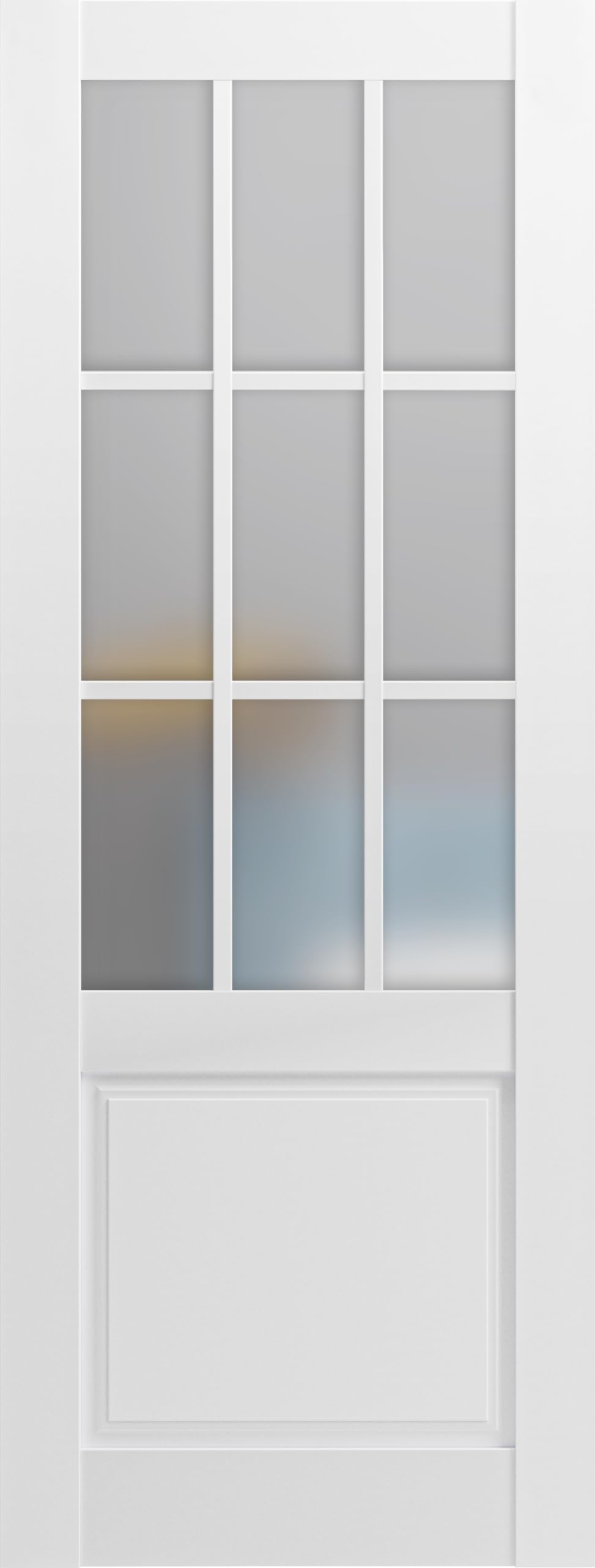 SARTODOORS Slab Barn Door Panel Frosted Glass 9 Lites 32 x 96 inches | Felicia 3309 Matte White | Sturdy Finished Doors | Pocket Closet Sliding
