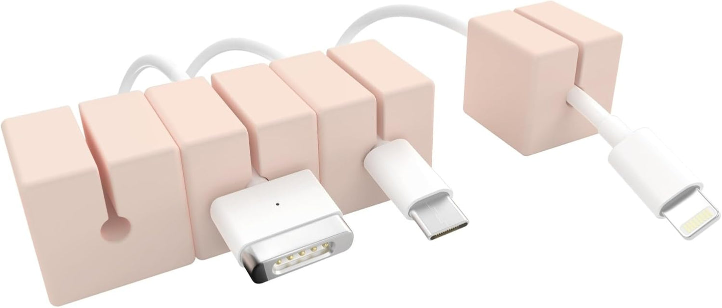 Function101 4 Pack Cable Blocks | Pink | Magnetic Weighted Silicone Cord Organizer for Desk, Home, Office, Nightstand |