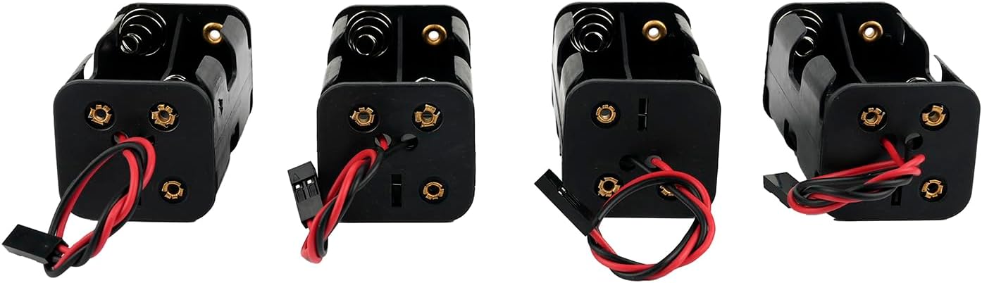 Stemedu 4-Set (4x1.5V/6V, 2-Layer) 9V Pack 4 AA Battery Holders & Cases & Connector Kit - I Type Hard Plastic Shell