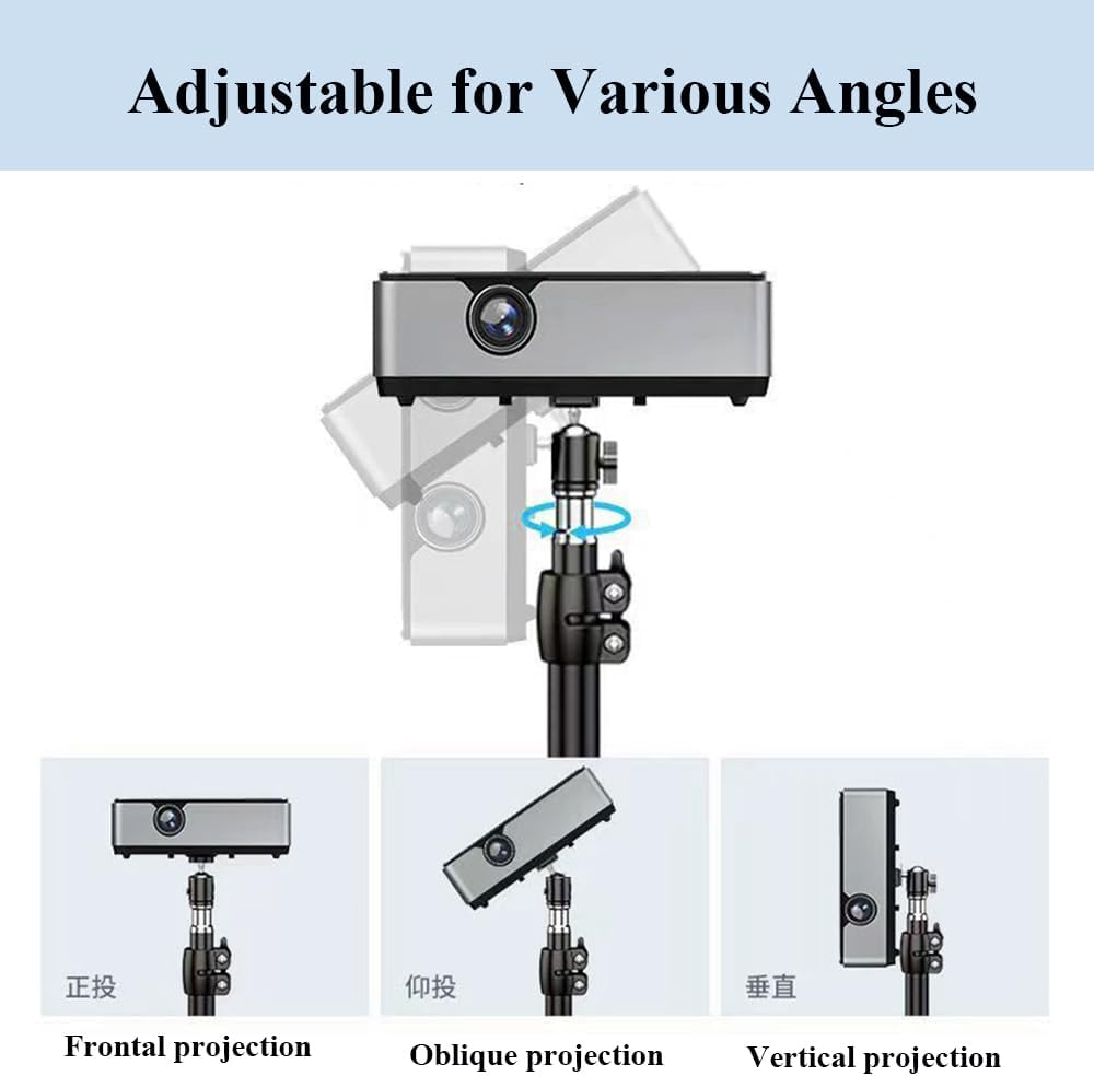 HANTAQ 1/4in 360Rotatable Desktop Mini Video Projector Stand Mount, Angle Adjustable Mini Projector Stand with Mounting