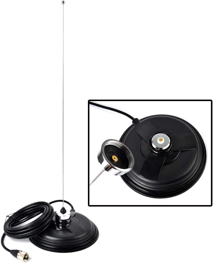 UAYESOK 5.9inch (150mm) 5M(16.4ft) RG58 PL-259 NMO Magnetic Mount Antenna Base Ham Mobile Radio Antenna Magnet Mount