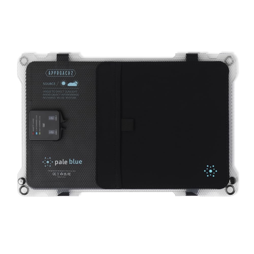 Paleblue Approach 2 Portable Solar Panel Charger – 21 Watts – Triple Panel Foldable Solar Charger with Dual USB Ports, Grip Cords & Stash Sleeve - Camping, Hiking, Backpacking & Off-Grid Outdoor Power