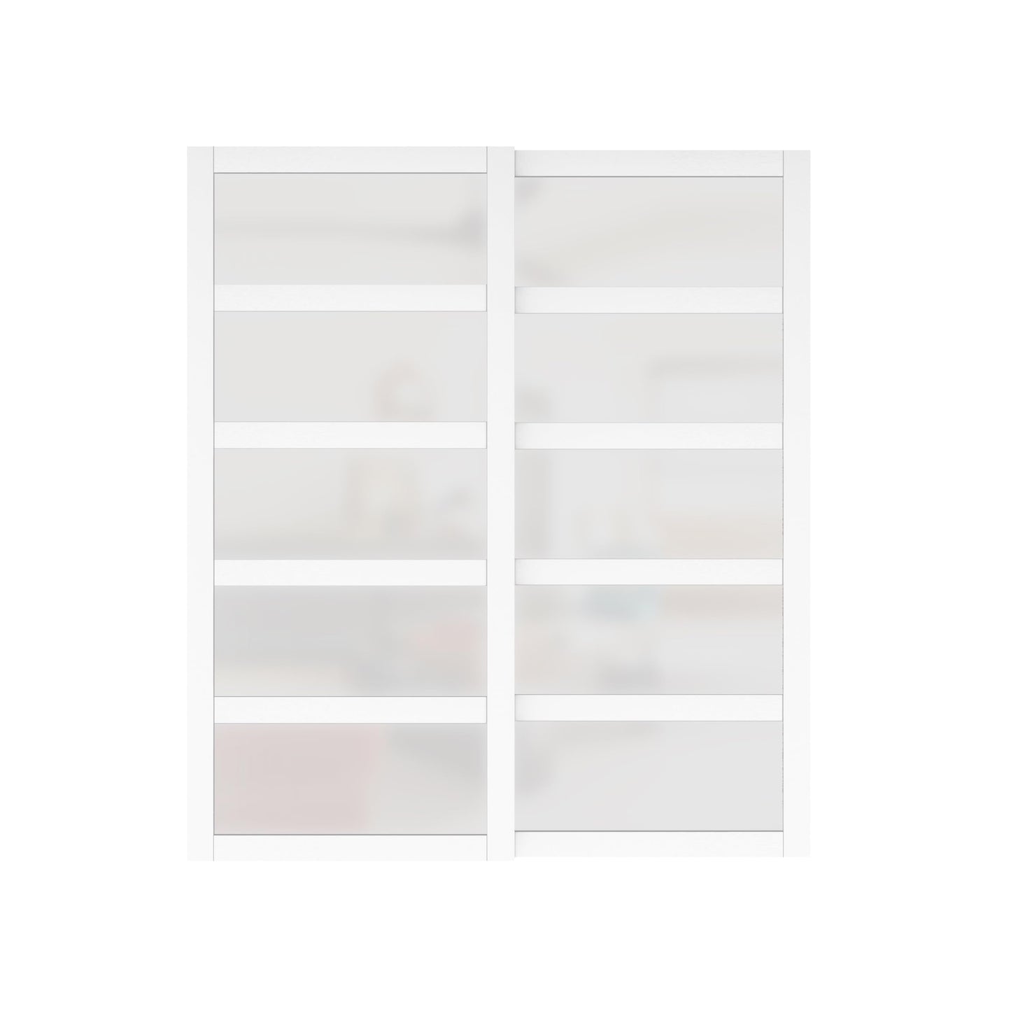 SOLRIG Sliding Closet Door, 72"(Double 36.96") x 80" Bypass Closet Doors, 5-Lite Frosted Glass Sliding Door with Hardware Track Kit & Floor Guide, Pre-Drilled Door Panel Assembly Required, MDF, White