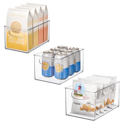 iDesign Clear Plastic Nesting Storage Bins, Set of 3, Space-Saving Organizers for Kitchen or Pantry