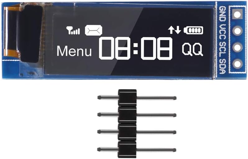 AITRIP 4pcs I2C 0.91 Inch I2C SSD1306 I2C 3.3V~5V OLED Display Module OLED Display Module White OLED Screen Driver DC