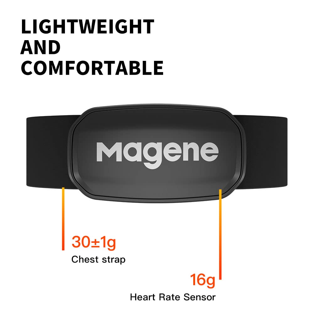 Magene H303 Heart Rate Monitor, Heart Rate Sensor Chest Strap, Protocol ANT+/Bluetooth, Compatible with iOS/Android APPs