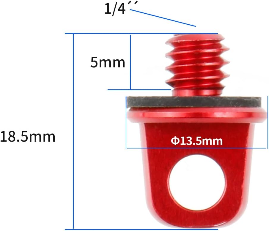 1/4-20 Aluminum Hand Screws Lanyard Screw Lanyard Ring Camera Screw for Selfie Stick Handle Rabbit Cage DSLR Tripod