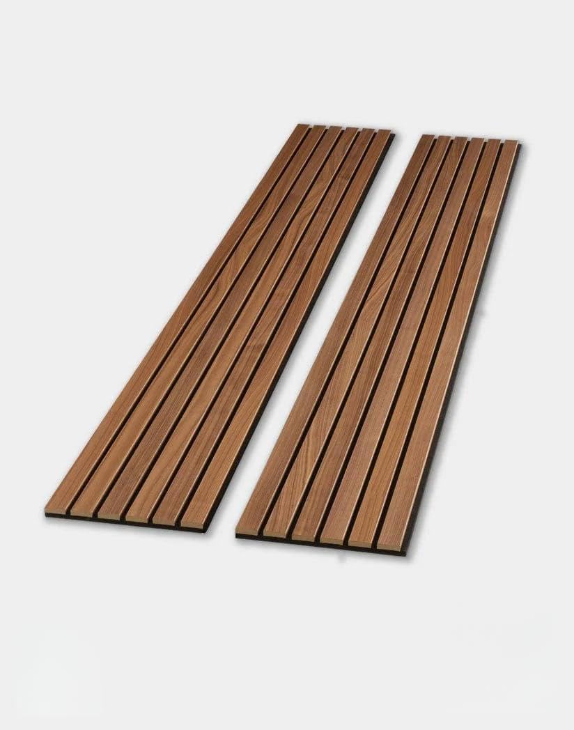 WVH Luxe American Walnut Acoustic Slat Wood Wall Panels, Measures 94.49" x 23.62", Premium Finish, Interior Decor for Walls & Ceilings, Noise Cancelling & Sound Absorbing for Home & Office, 2pcs