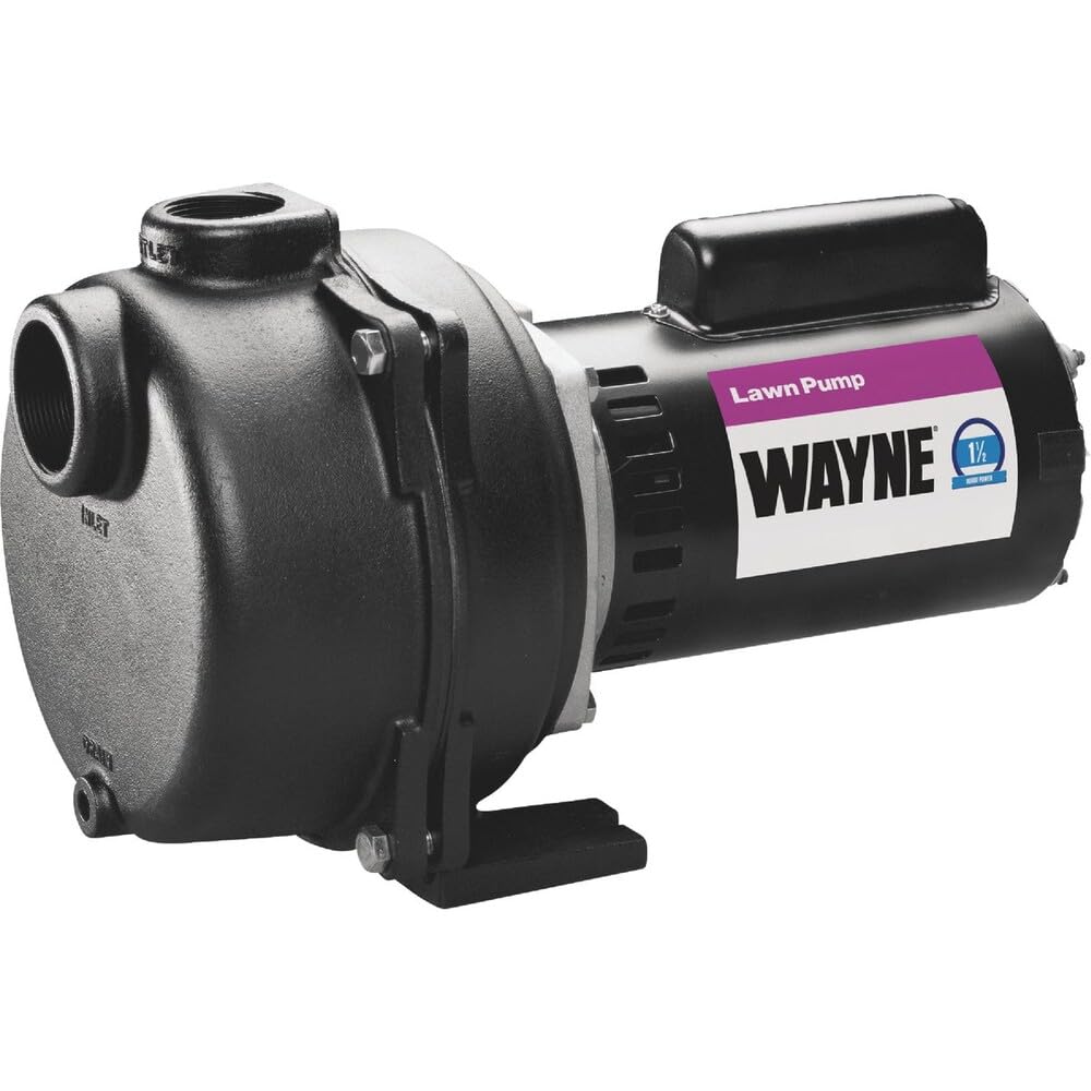 WAYNE WLS150-1 1/2 HP Cast Iron High Volume Lawn Sprinkling Pump - Up to 2,950 Gallons Per Hour - Heavy Duty Outdoor Pump for Sprinkler Systems
