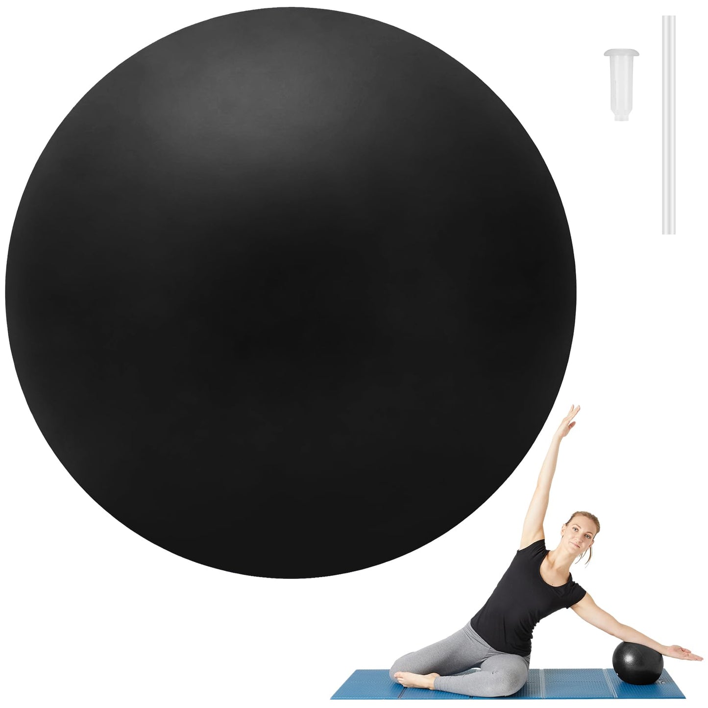 Pimoys Pilates Ball 9 Inch Small Exercise Ball Mini Yoga Ball Workout Ball for Stability, Barre, Fitness, Bender, Core Training, Improves Balance (Black)