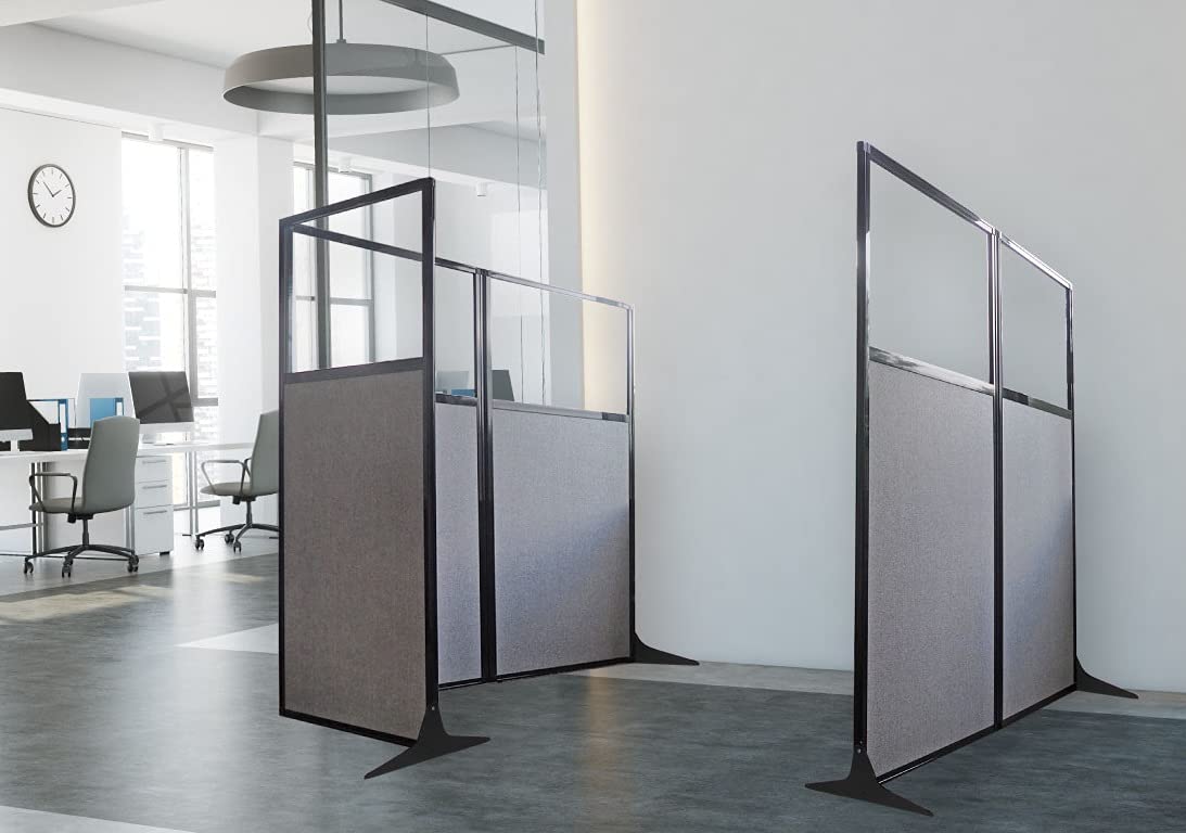 Versare Workstation Partition | Portable Wall Divider | Modern Office Cubicle | Free Standing Privacy Screen | Flexible Work Space | 99" x 70" Charcoal Gray Fabric Panels