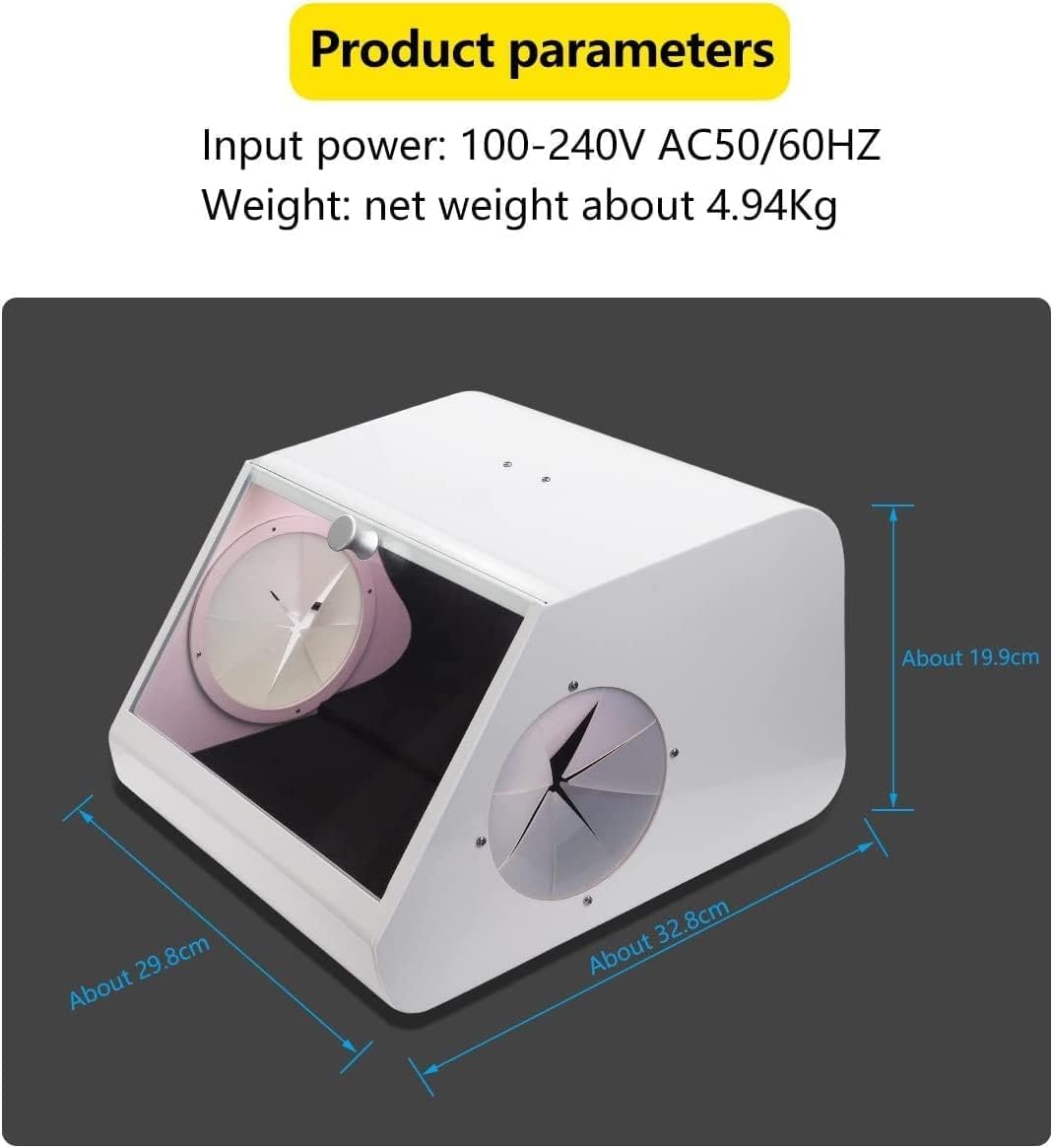 Global-Dental Lab Sandblaster Dust Collector High Strength LED Vacuum Extractor Box Grinding Polishing Box Lapping Protector Sandblasting Dust-Proof Case