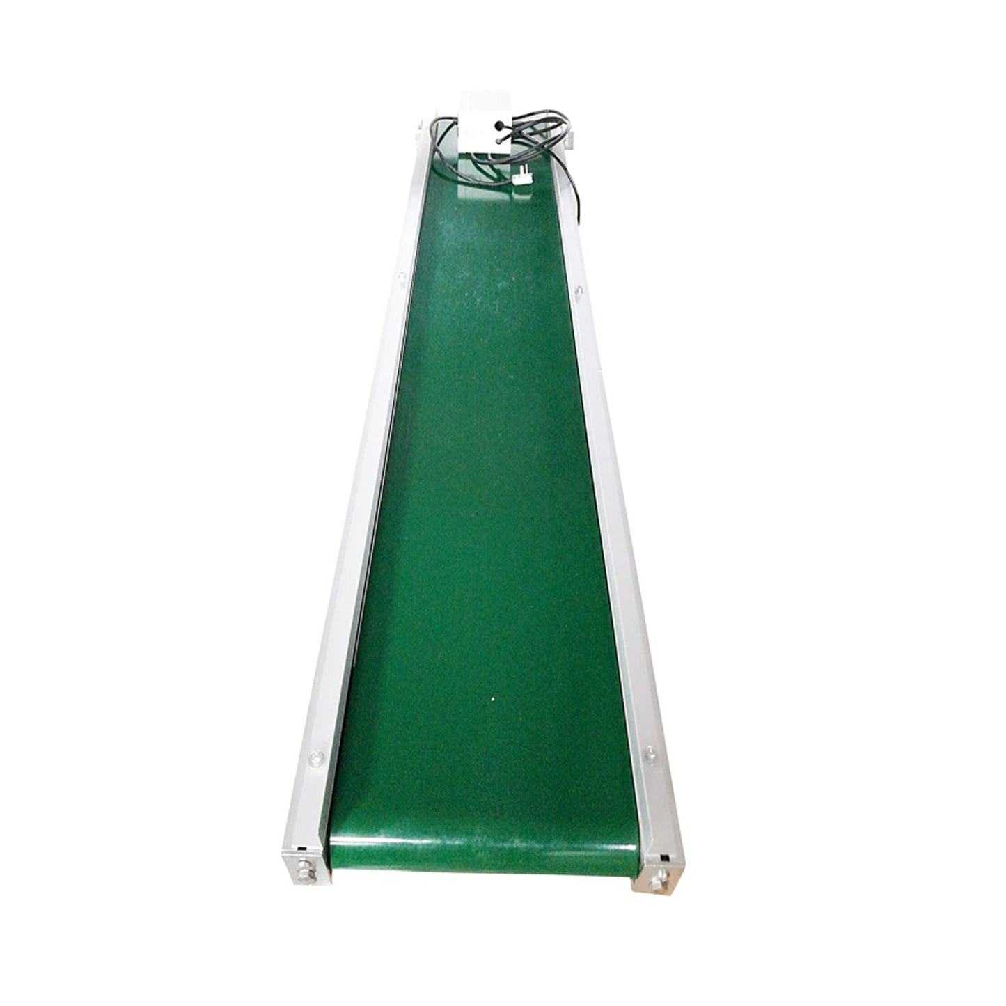 BREVELTION 59inch 110V PVC Inclined Wall Conveyor Belt Double Baffle Green PVC Belt Height Adjustable 11.8inch Wide 120W