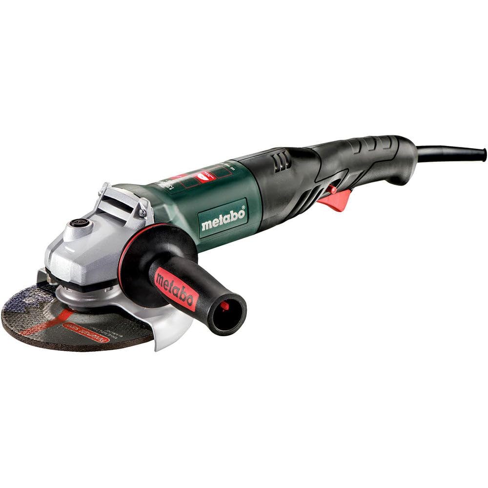 Metabo 6-Inch Angle Grinder, 9,600 RPM, 13.2 Amp with Electronics,AC/DC, Lock-on Slide Switch, Rat Tail, Tool-free Adjustable Guard, WE 1500-150 RT, 601242420, Green