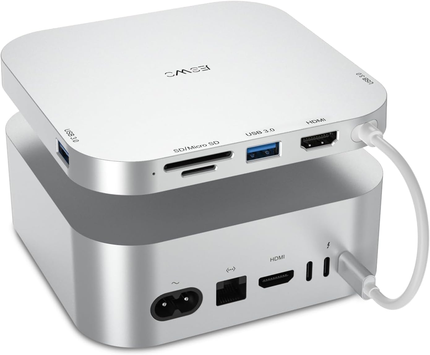 JESWO 6-in-1 M4 4K@60Hz 3 3.0 M4/M4 USB-C Dock for Mac mini HDMI, USB C Hub Multiport Adapter with USB C to HDMI, USB