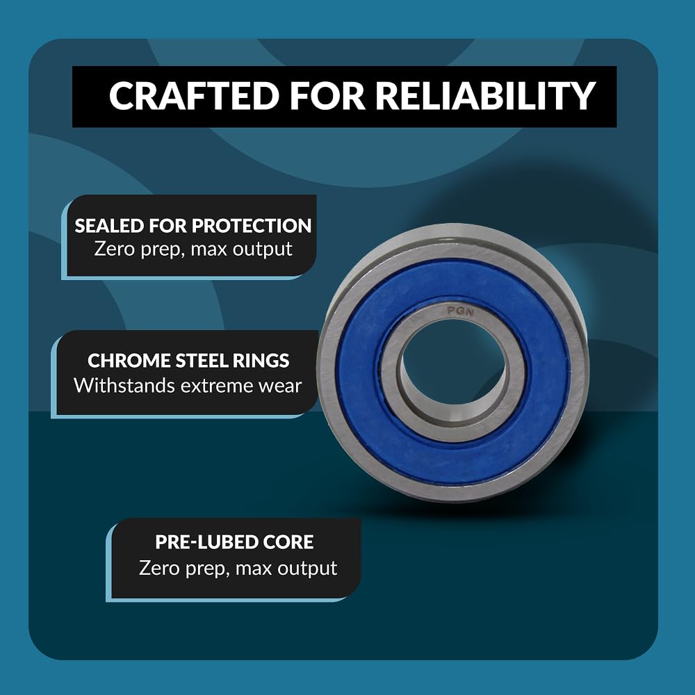 PGN (10 Pack) 6206-2RS Bearing - Lubricated Chrome Steel Sealed Ball Bearing - 30x62x16mm Bearings with Rubber Seal & High RPM Support