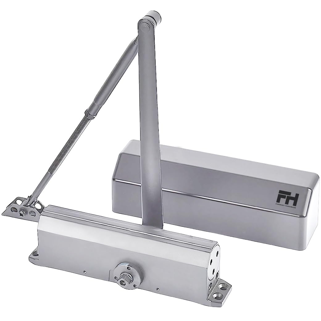 Finsbury Medium Heavy Duty Door Closer – Grade 1 Commercial, Adjustable Spring Size 1–6, ADA & UL 3-Hour Fire Rated, Hydraulic Auto Close, Surface Mount for Interior/Exterior Doors (Aluminum)