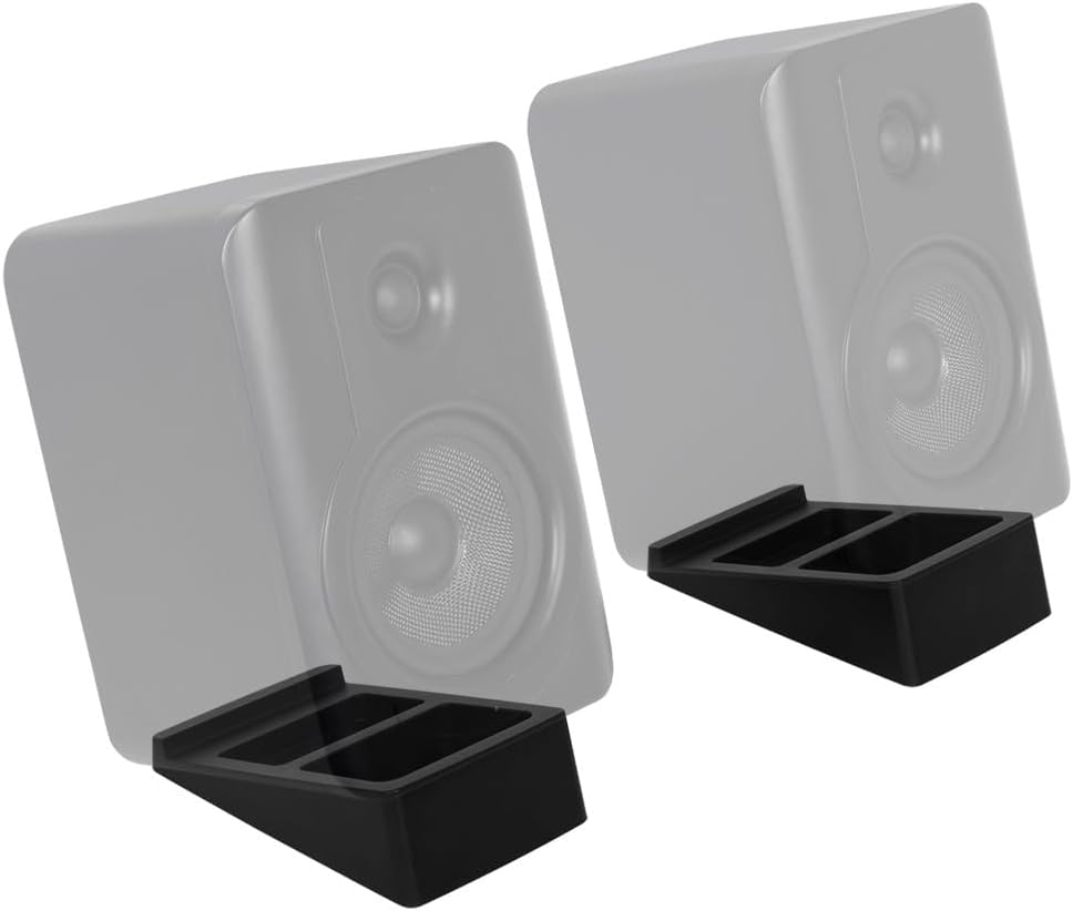 Monoprice 15 Tilted Wedge Desktop Speaker Stands for Medium Sized Speakers, Speaker Riser, Anti-Vibration, Degrees