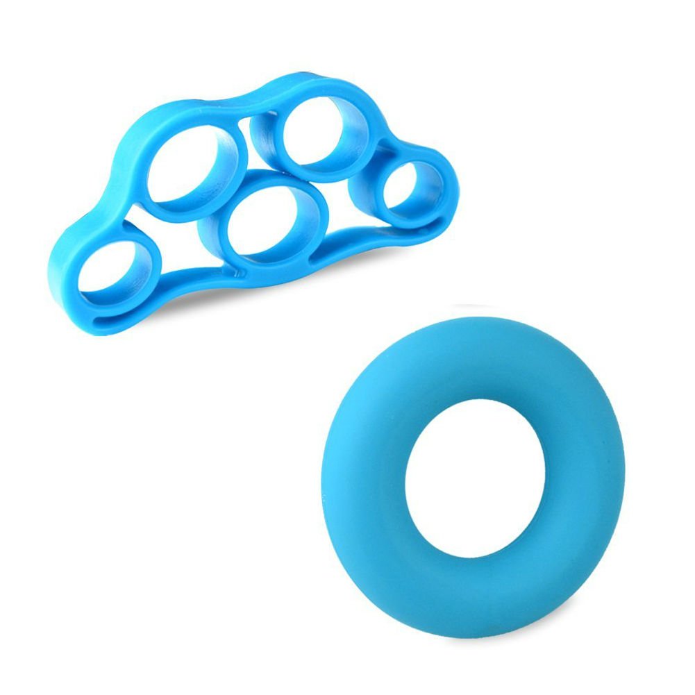 AKOAK Hand Grip Strengthener,Hand Grip Trainer Rings, Finger Stretcher Resistance Bands for Strength Trainer or Physical Therapy Recovery Training (Blue)