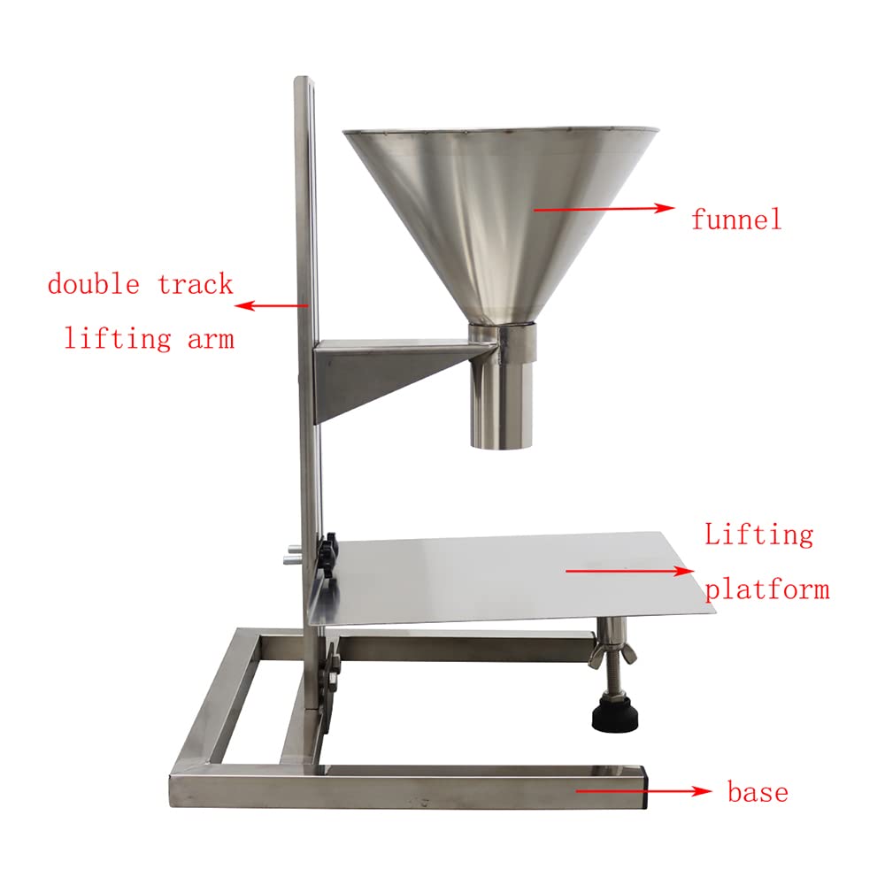 PreAsion Commercial Stainless Steel Funnel with Support Stand Manual Filling Package Funnel 1.5inch