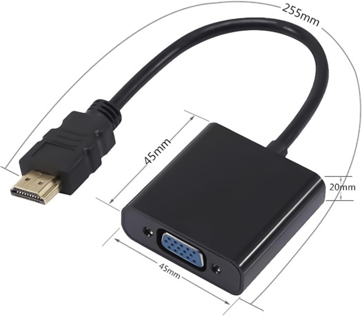 VLSQHNCF 1080P Seamlessly HDMI to VGA Adapter, HDMI Male to VGA Female Unidirectional Converter, Supports Sound