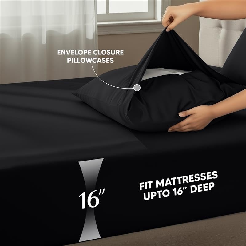 Utopia Bedding Twin Sheet Set - Soft, Breathable Microfiber Bed Sheets | 3-Piece Set in Black