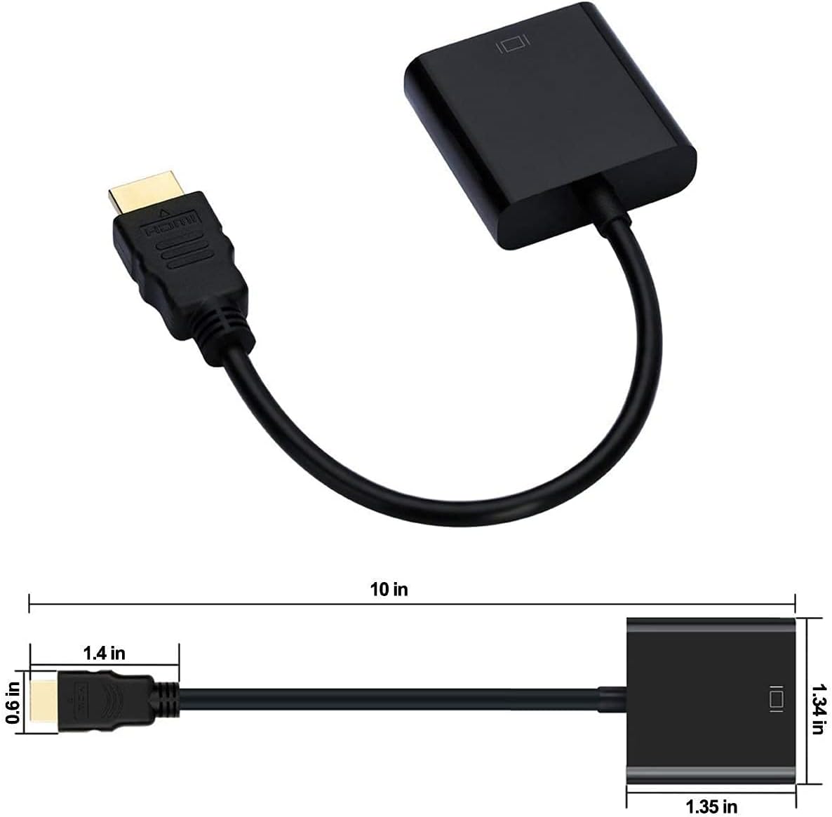 YIKUER HDMI to VGA, Gold-Plated HDMI to VGA Adapter, Male to Female for Computer, Desktop, Laptop, PC, Monitor