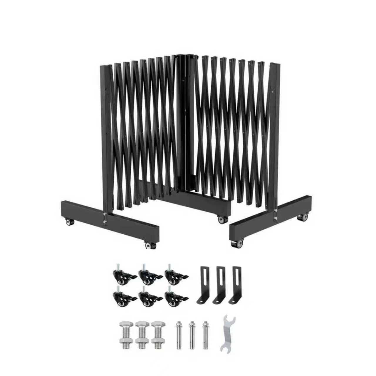 23FT Industrial Expandable Barricade, Folding Security Gate with Wheels, Retractable Driveway Gate, Adjustable Traffic Fence for Construction Site, Traffic Control, Cordon, Elevator, Garage