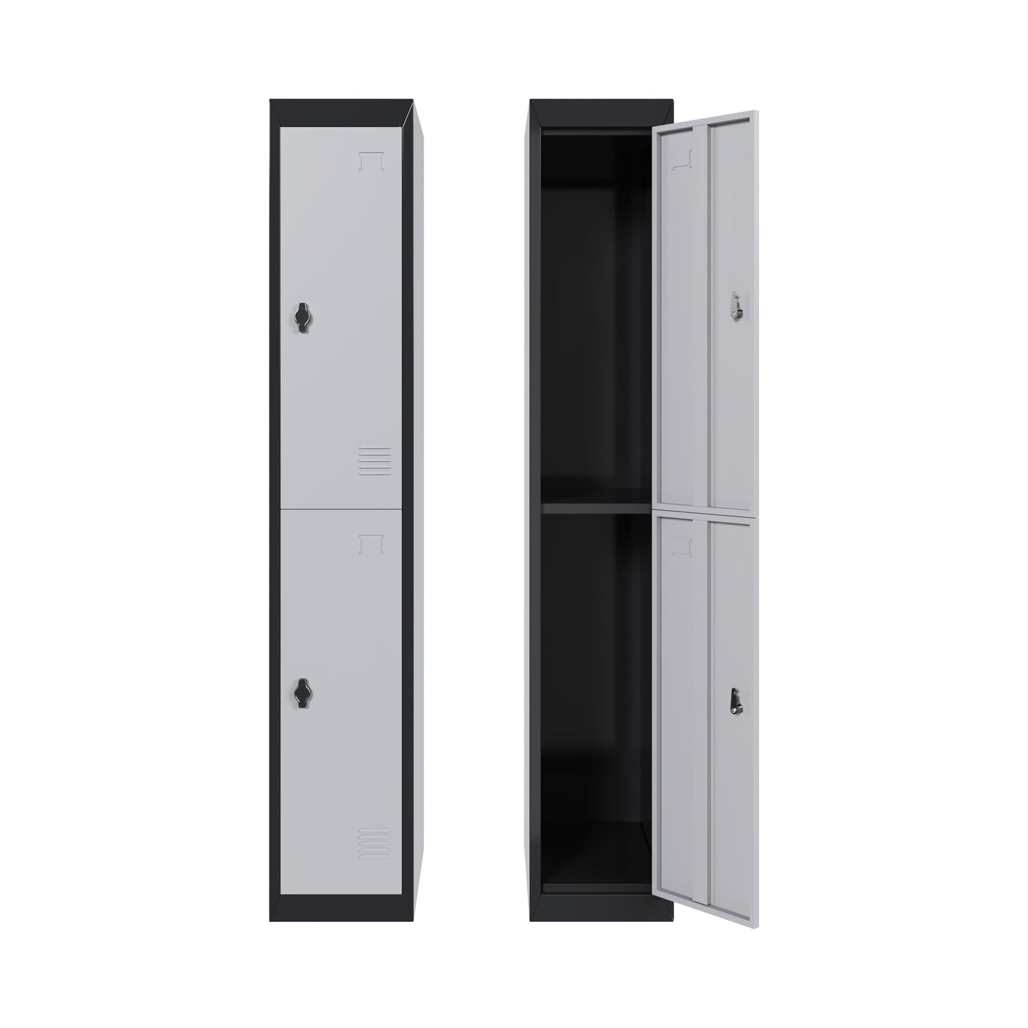 ExploreHorizon 72" Tall Metal Locker Cabinet with Lockable Doors & Keys, Employee Storage Organizer for School, Gym, Office, Home, Garage, Mudroom, Durable Steel Cabinet, Black - 2 Doors