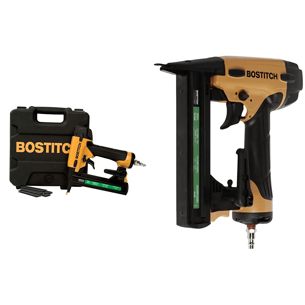 BOSTITCH Finish Nailer Kit, 16GA, Smart Point, Pneumatic with Crown Stapler, Narrow, 18GA (BTFP71917 & SX1838K)