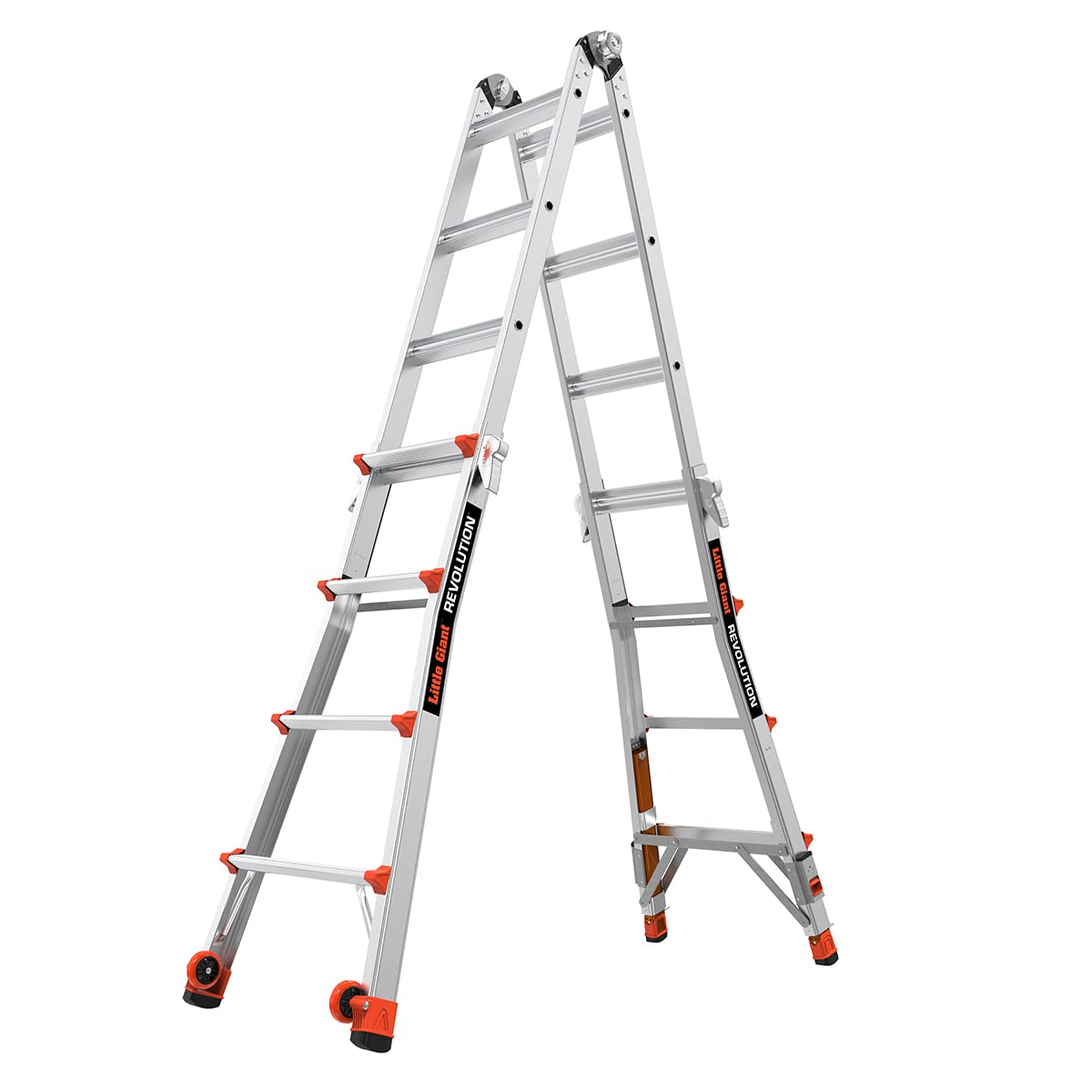 Revolution 2.0, Model 17 - ANSI Type IA - 300 lb Rated, Aluminum Articulated Extendable Ladder with TIP & Glide Wheels and Ratchet Levelers