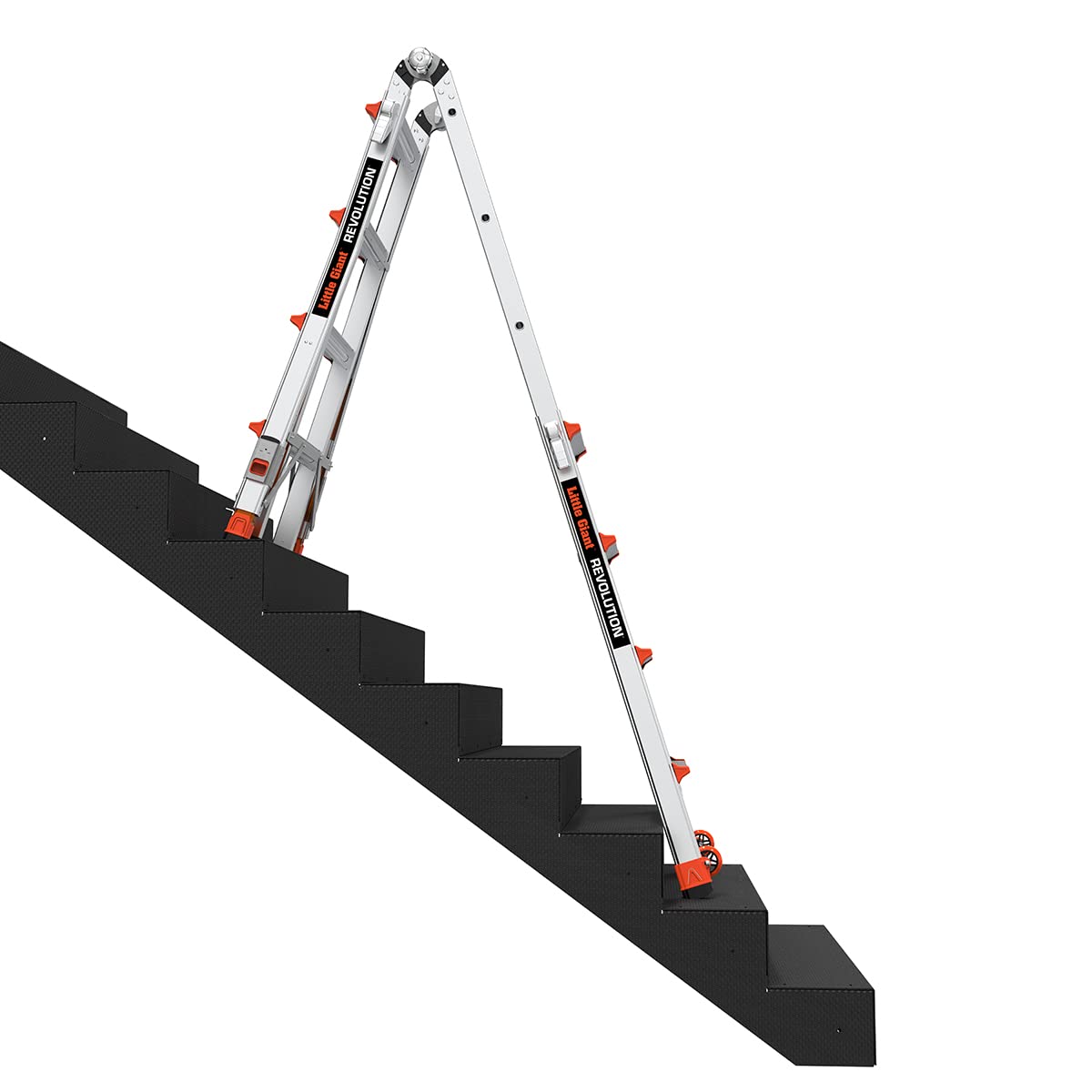 Revolution 2.0, Model 17 - ANSI Type IA - 300 lb Rated, Aluminum Articulated Extendable Ladder with TIP & Glide Wheels and Ratchet Levelers