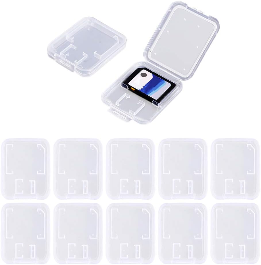 SteelFever (10 Clear Plastic Memory Card Case Compatible with SD SDHC SDXC Micro SD T-Flash Card PCS)