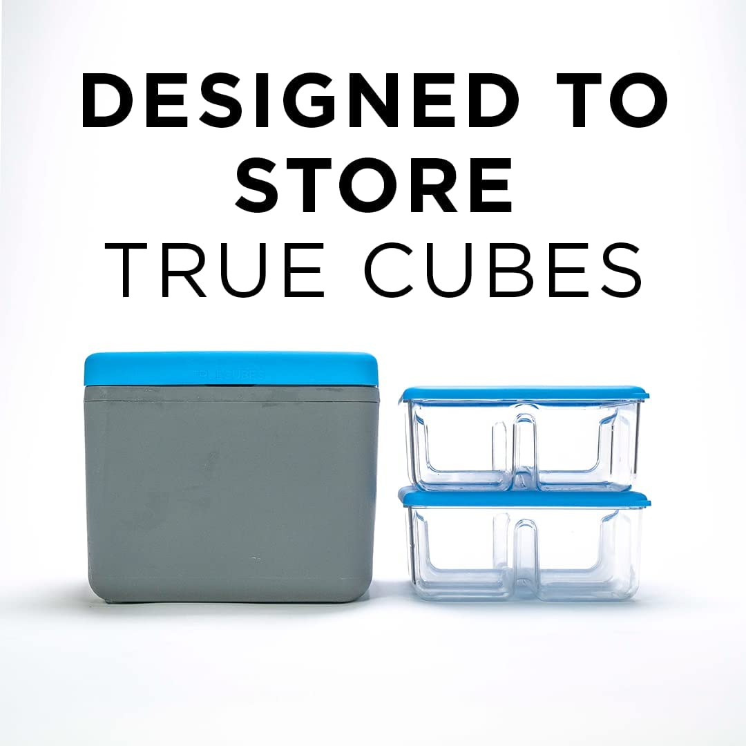 True Cubes Crystal Clear Ice Tray with Lid – Stackable 2"x2"x2" Mold for Space-Saving, Sturdy, Bartender-Quality Ice – Perfect for Cocktails, Whiskey, and Drinks at Home, Ready-to-Serve Convenience