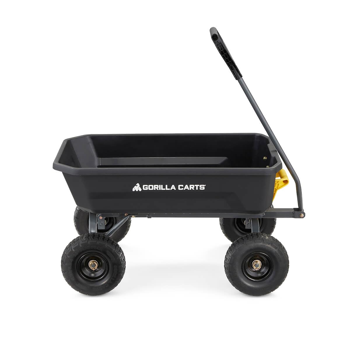 Gorilla Carts Heavy-Duty Dump Cart, Patented Quick-Release Dumping, Steel Frame, 600 lb Capacity, No-Flat 10-Inch Tires, Utility Wagon for Garden, Yard, Beach